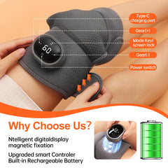 2PCS Cordless Heated Knee Massager with Vibration – Pain Relief for Knee, Shoulder & Elbow