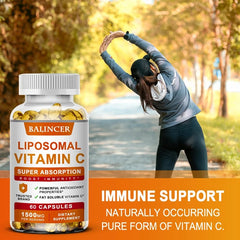 Liposomal Vitamin C Supplement – High Absorption Immune Support, Skin Brightening & Powerful Antioxidant – 60 Capsules