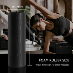 18" x 6" High-Density Foam Roller – Deep Tissue Muscle Massage Roller for Back, Yoga, Pilates & Full Body Stretching