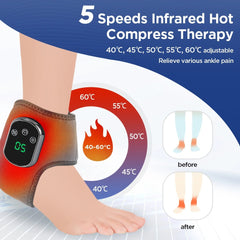 🦶 Electric Foot & Ankle Massager with Heat & Vibration – Cordless Heating Pad Wrap for Pain Relief & Sports Recovery