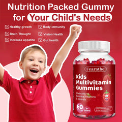Kids Multivitamin Gummies β Immune Support with Vitamin A, C, D & Zinc | 16 Essential Nutrients β Ages 3+