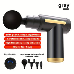 Portable Silent Fascia Massage Gun – 6-Level Deep Tissue Muscle Massager with Type-C Fast Charging