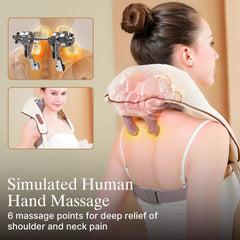 Cordless Neck & Shoulder Massager with Heat | Deep Tissue Lymphatic Massage | Portable Pain Relief Relaxation Device