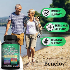 Black Cumin Seed Oil & Ashwagandha Complex – Vitamin C & Mineral Support | Immune & Thyroid Health | 120 Capsules (19445 mg)