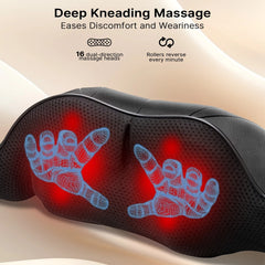 Shiatsu Back & Neck Massager with Heat | 4D Deep Kneading Electric Shoulder & Neck Massage Pillow | Relieves Muscle Pain & Stress
