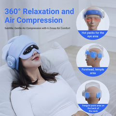 Head & Eye Massager with Heat – Stress Relief, Fatigue Relief, Bluetooth-Capable, Ideal Gift for Relaxation