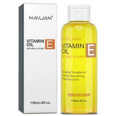 MAYJAM Vitamin E Oil β Pure Natural Essence Oil for Face, Body & Hair | Deep Moisturizing & Brightening | Spa-Grade Skin Care (118 ml / 236 ml)
