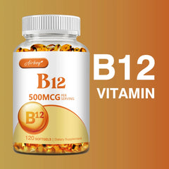 Vitamin B12 (500mcg) – Natural Energy Support, Nervous System & Mood Health – 120 Capsules