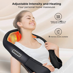 Shiatsu Back & Neck Massager with Heat | 4D Deep Kneading Electric Shoulder & Neck Massage Pillow | Relieves Muscle Pain & Stress
