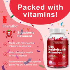Kids Multivitamin Gummies β Immune Support with Vitamin A, C, D & Zinc | 16 Essential Nutrients β Ages 3+