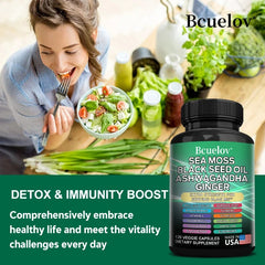 Black Cumin Seed Oil & Ashwagandha Complex – Vitamin C & Mineral Support | Immune & Thyroid Health | 120 Capsules (19445 mg)