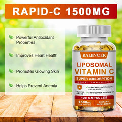 Liposomal Vitamin C Supplement – High Absorption Immune Support, Skin Brightening & Powerful Antioxidant – 60 Capsules