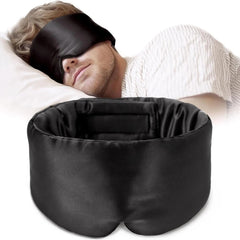 100% Mulberry Silk Sleep Mask – Ultra-Soft Pressureless Eye Mask with Adjustable Strap & Ear Cover for Anti-Wrinkle Sleep Care
