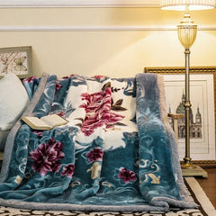 Double Layer Raschel Mink Blanket – 9.9 lbs Queen Size Faux Fur Blanket, Ultra Soft & Fluffy Warm Winter/Spring Bed Throw