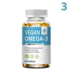 OVEGA-3 1200mg Vegan Omega-3 Supplement – Plant-Based Algal Oil DHA & EPA for Brain, Eye & Heart Health