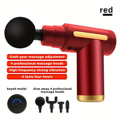 Portable Silent Fascia Massage Gun – 6-Level Deep Tissue Muscle Massager with Type-C Fast Charging