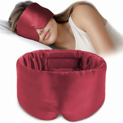 100% Mulberry Silk Sleep Mask – Ultra-Soft Pressureless Eye Mask with Adjustable Strap & Ear Cover for Anti-Wrinkle Sleep Care