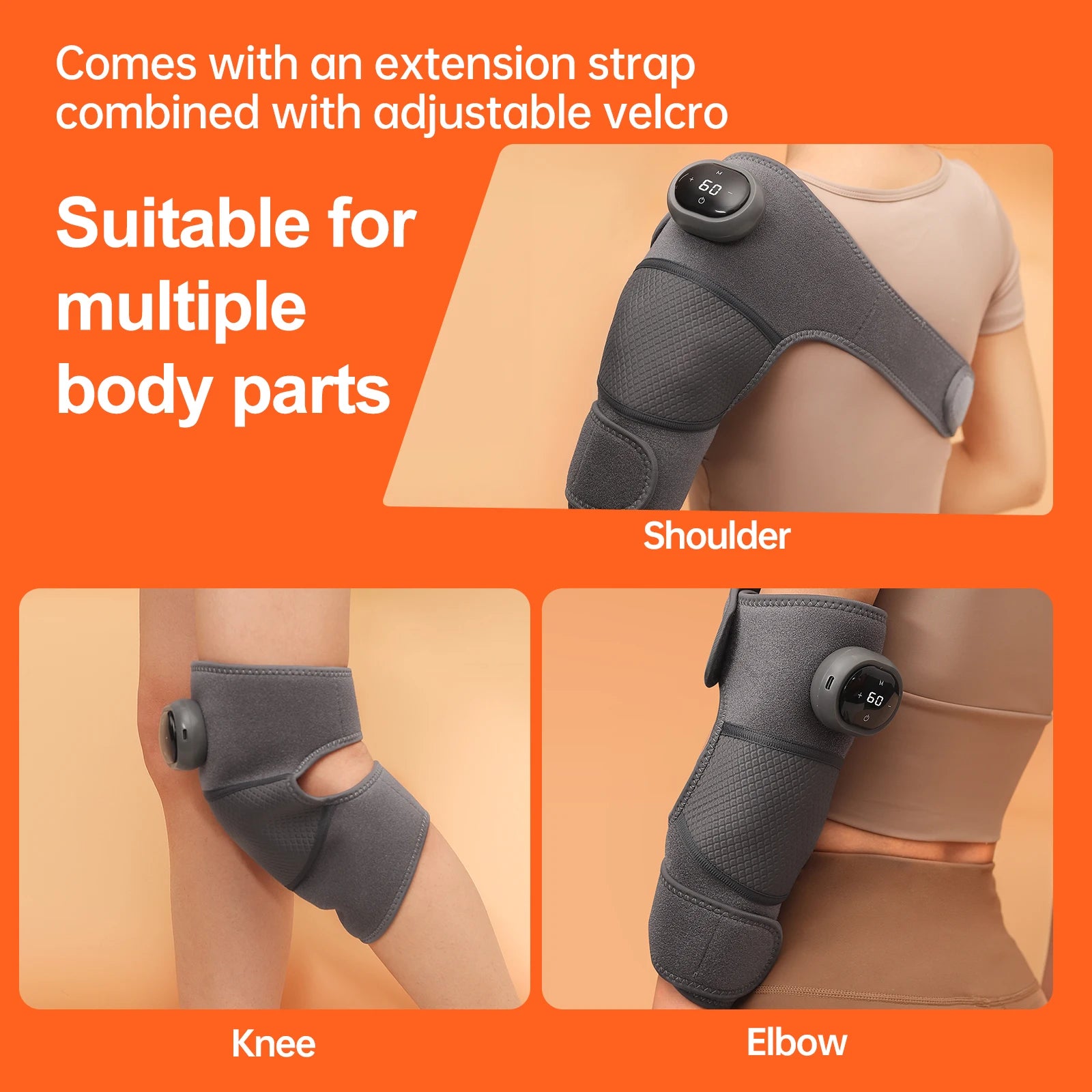 2PCS Cordless Heated Knee Massager with Vibration – Pain Relief for Knee, Shoulder & Elbow