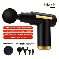 Portable Silent Fascia Massage Gun – 6-Level Deep Tissue Muscle Massager with Type-C Fast Charging