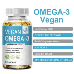 OVEGA-3 1200mg Vegan Omega-3 Supplement – Plant-Based Algal Oil DHA & EPA for Brain, Eye & Heart Health