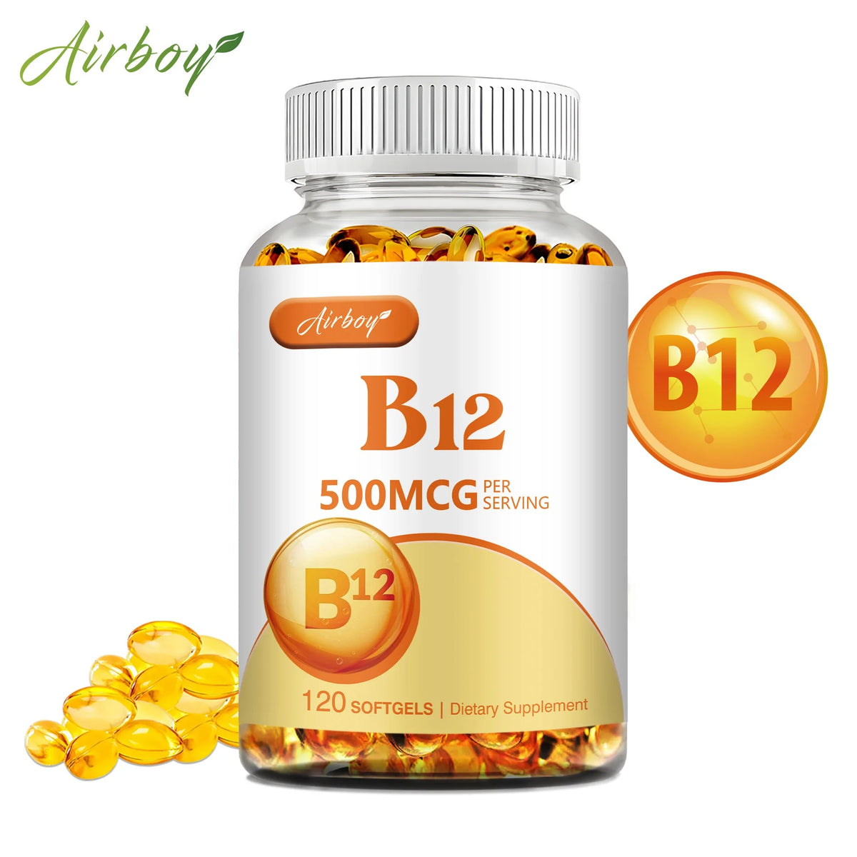 Vitamin B12 (500mcg) – Natural Energy Support, Nervous System & Mood Health – 120 Capsules