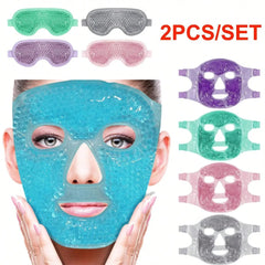 🧊 Gel Cooling Ice Face & Eye Mask – Hot & Cold Compress Pack with Gel Beads for Puffy Eyes, Headache, Sleep & Facial Spa Relaxation