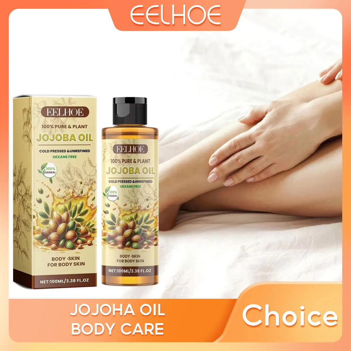 Jojoba Natural Essential Oil (100% Pure) – Moisturizing & Hydrating Body Massage Oil | Anti-Dryness Nourishing Skin Care Oil