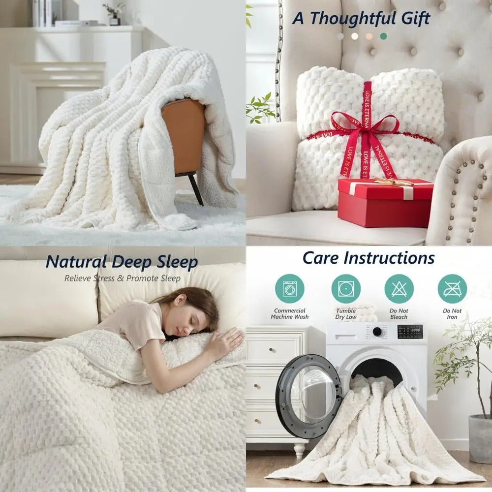 20 lbs Weighted Blanket Queen Size – Warm Sherpa Fleece Heavy Blanket for Adults, Deep Sleep & Relaxation, Ultra Soft Cozy Throw