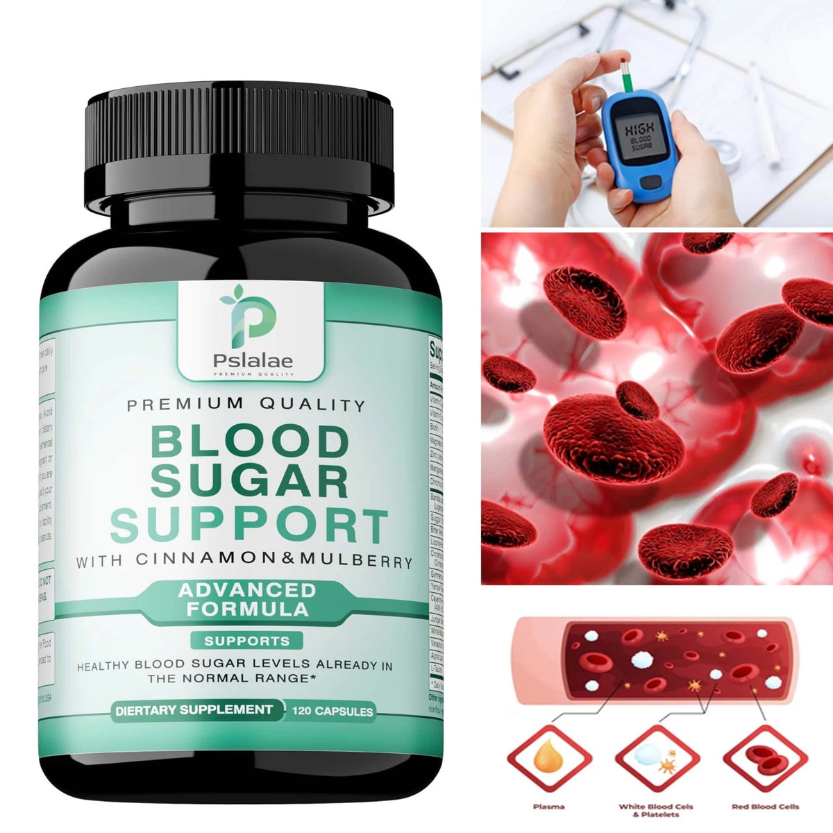 Blood Sugar Support Supplement – Vitamin C, Gymnema Sylvestre, Alpha Lipoic Acid, Cinnamon & Cayenne – Metabolism & Glucose Balance – 120 Capsules
