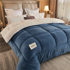 Thick Milk Fleece Winter Blanket – Ultra Soft Warm Artificial Lamb Cashmere Comforter, Cozy Weighted Quilt for Bed & Sofa