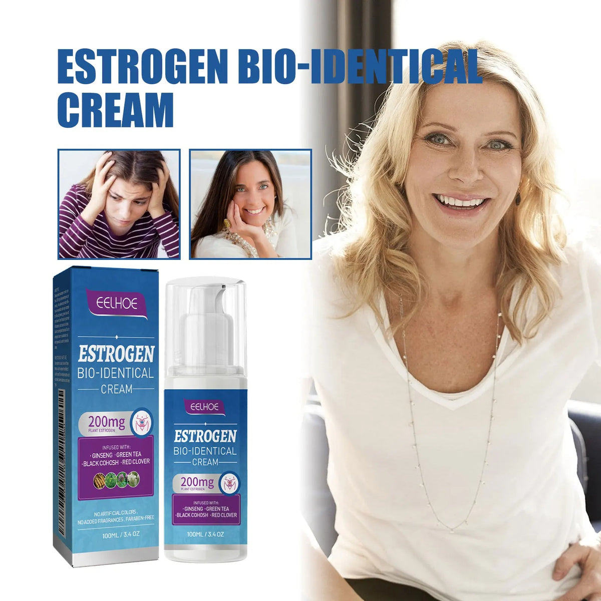 🌸 Estrogen Relief Cream for Women – Hormone Balance & Menopause Support, Fatigue & Mood Relief Massage Cream, Natural Body Care