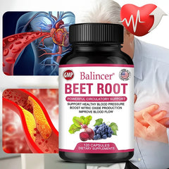Organic Beet Root Powder Extract + Black Pepper, Vitamin and Mineral Supplement, Blood Circulation, Blood Pressure Health