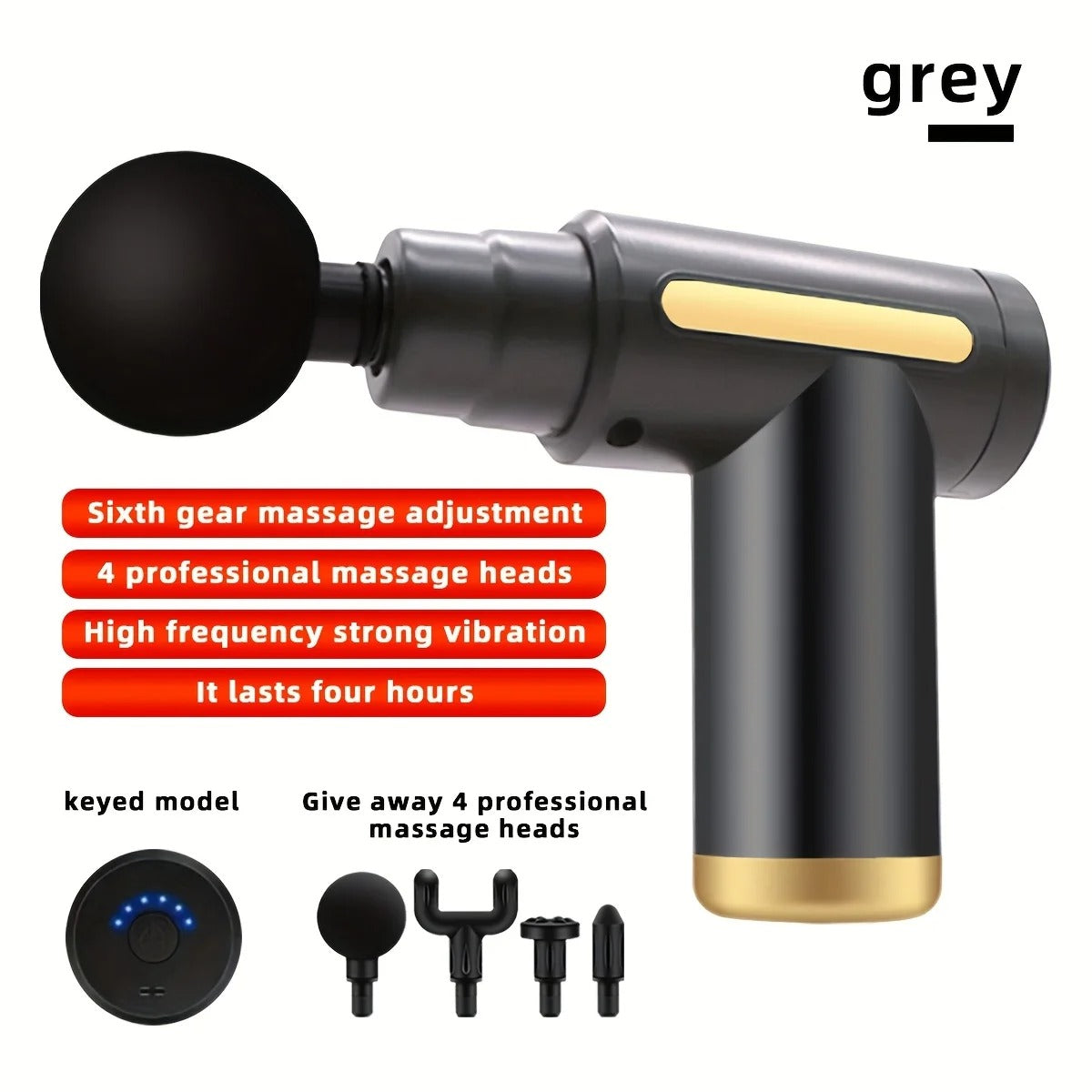 Portable Silent Fascia Massage Gun – 6-Level Deep Tissue Muscle Massager with Type-C Fast Charging