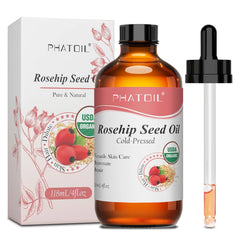 PHATOIL Organic Jojoba & Rosehip Seed Oil (118ml) — 100% Pure Cold-Pressed Carrier Oil for Face, Hair, Skin & Nails | Deep Moisturizing & Repairing