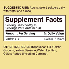 Vitamin B12 (500mcg) – Natural Energy Support, Nervous System & Mood Health – 120 Capsules