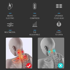 Smart Cervical Neck Massager with Heat – 16 Modes, USB Pulse Therapy, 4-Head Deep Relaxation Muscle Tension Relief