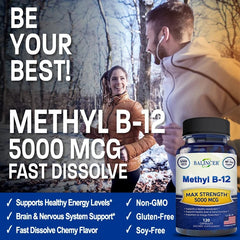 Vitamin B12 5000mcg High Potency Supplement – Brain & Heart Support, Memory, Focus & Natural Energy Boost – 60 Capsules