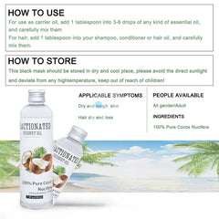 🌿 Natural Organic Coconut & Castor Oil – 100% Pure Moisturizing Essential Oil for Body, Face & Hair | Deep Relaxation Massage Oil (100ml)