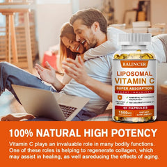 Liposomal Vitamin C Supplement – High Absorption Immune Support, Skin Brightening & Powerful Antioxidant – 60 Capsules