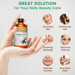 PHATOIL Organic Jojoba & Rosehip Seed Oil (118ml) — 100% Pure Cold-Pressed Carrier Oil for Face, Hair, Skin & Nails | Deep Moisturizing & Repairing