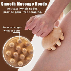 Wooden Lymphatic Drainage Massage Tool – One-Handed Body Sculpting & Gua Sha Scraping Massager