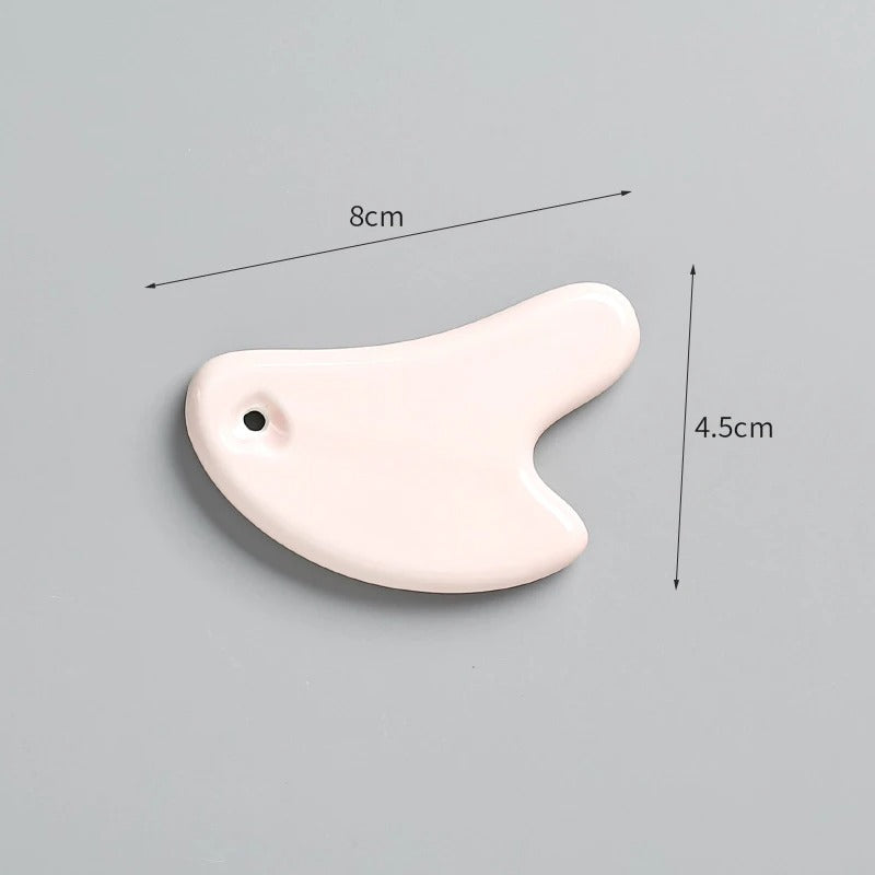 🕊️ White Ceramic Gua Sha Scraping Board – Facial & Full Body Acupoint Massager for Lymphatic Drainage, Relaxation & Skin Glow