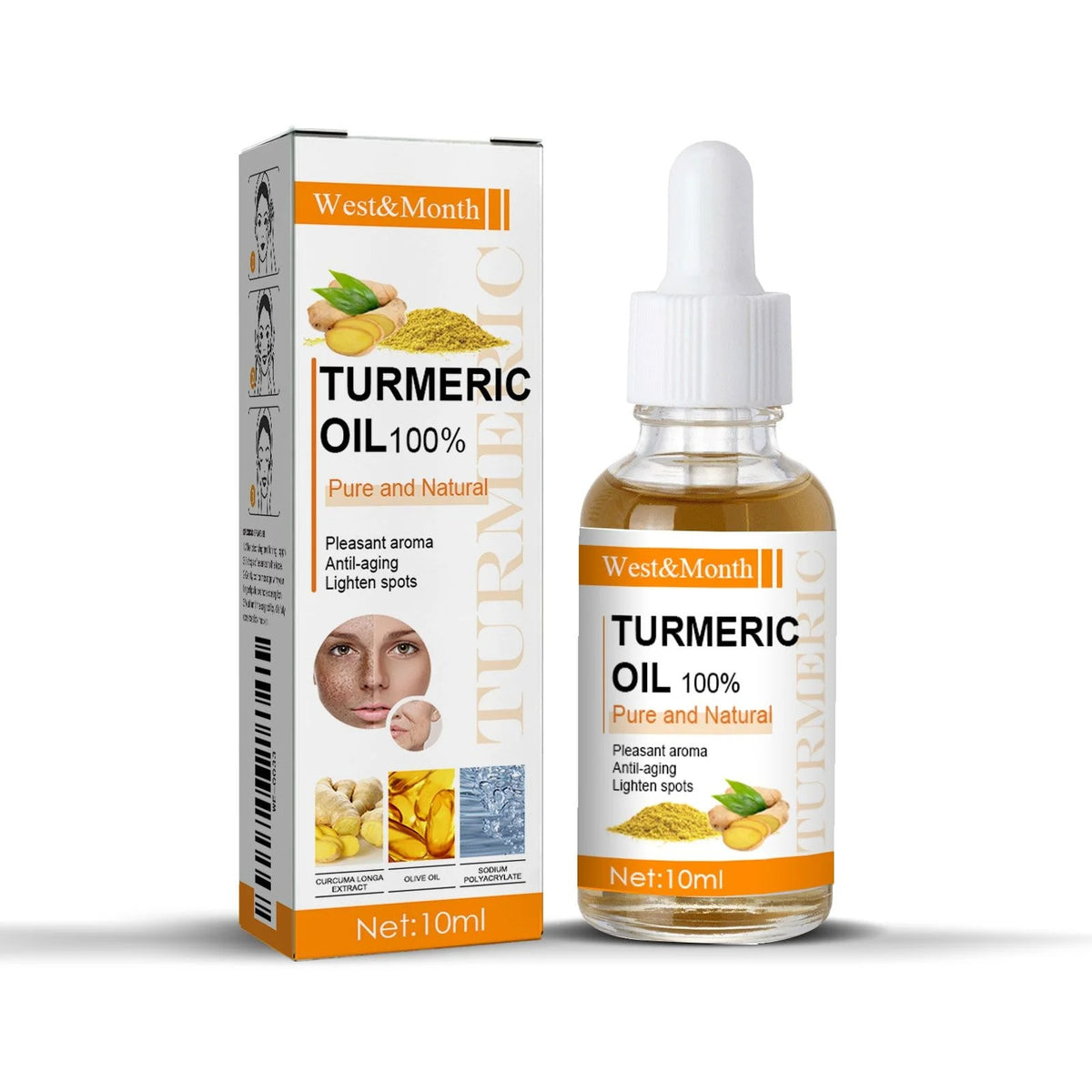 West Month Turmeric Face Oil 10ml – Dark Spot Corrector, Skin Brightening & Anti-Aging Firming Serum