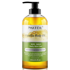 PHATOIL 260ml Aromatherapy Body Oil – Moisturizing Massage Oil for Skin Nourishment & Relaxation (Vanilla / Ginger / Grapefruit / Basil / Lavender / Rosemary / Rose)